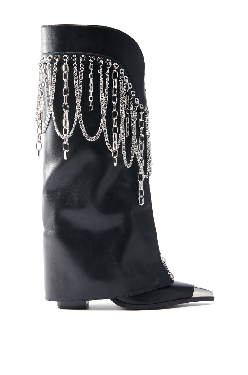 AZALEA WANG SINISTER BLACK WESTERN CHUNKY BOOT