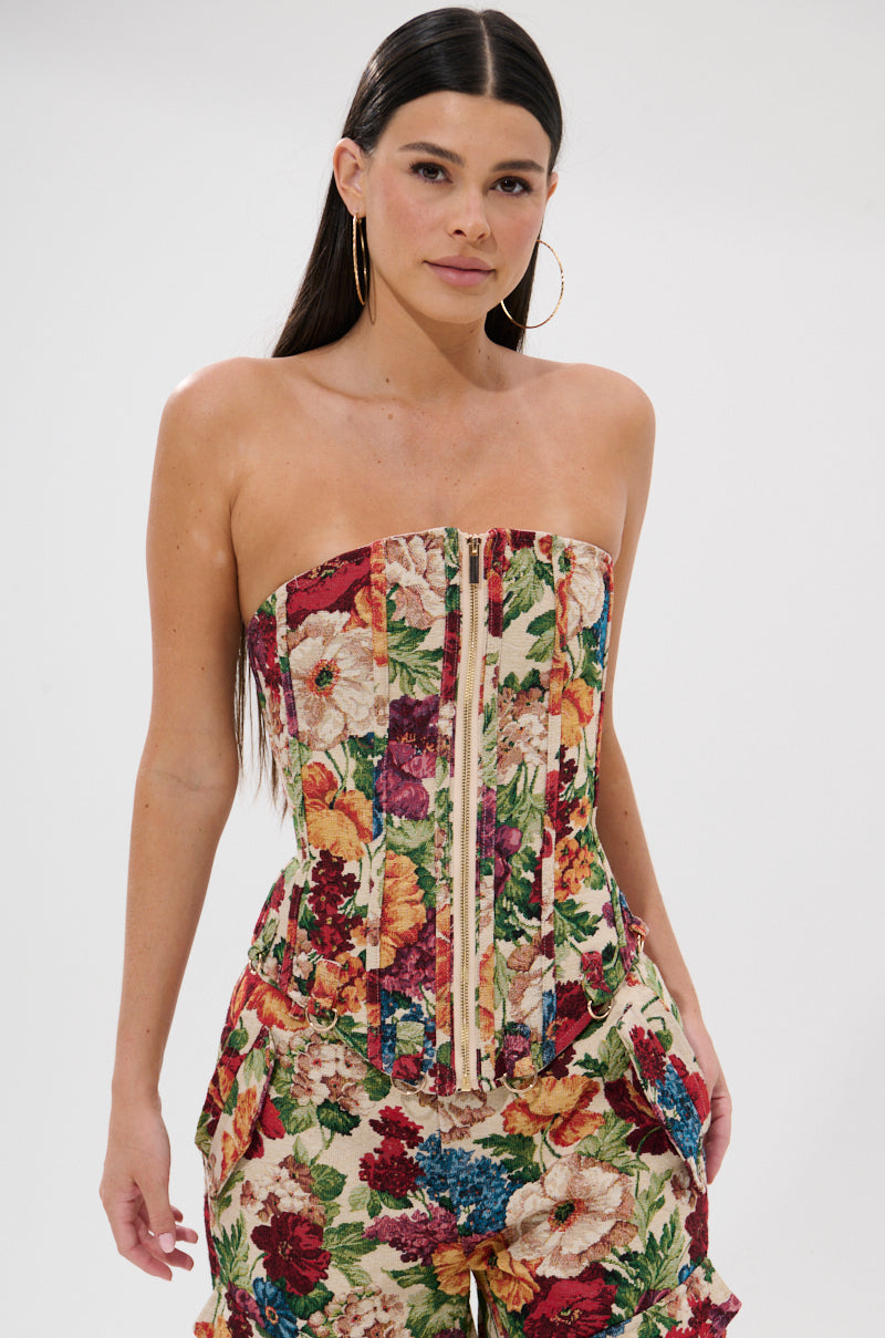 FLORAL FOR DAYS BROCADE CORSET