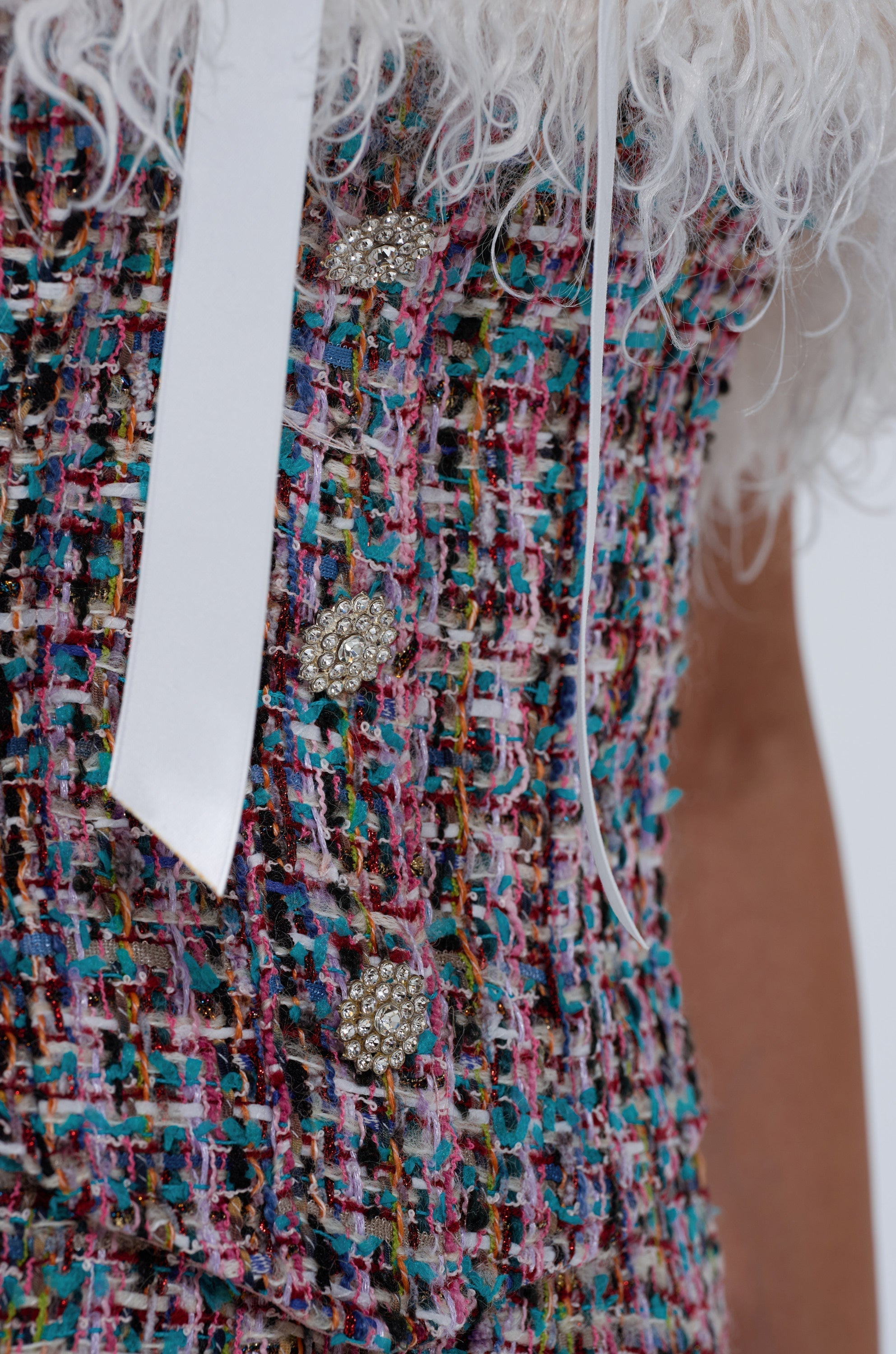 FUR TRIM TWEED CORSET