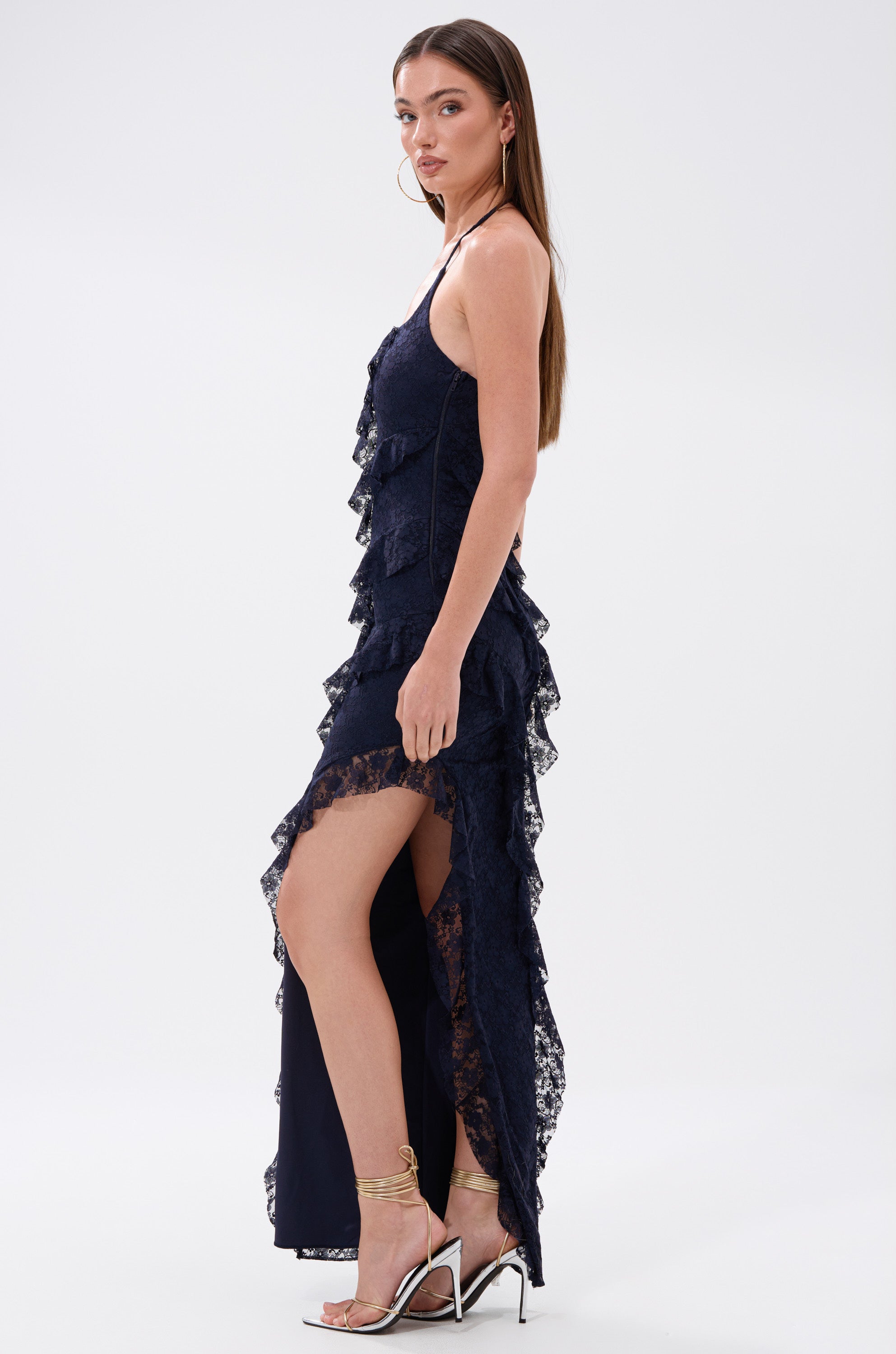 I GOT IT ALL LACE MIDI DRESS IN NAVY