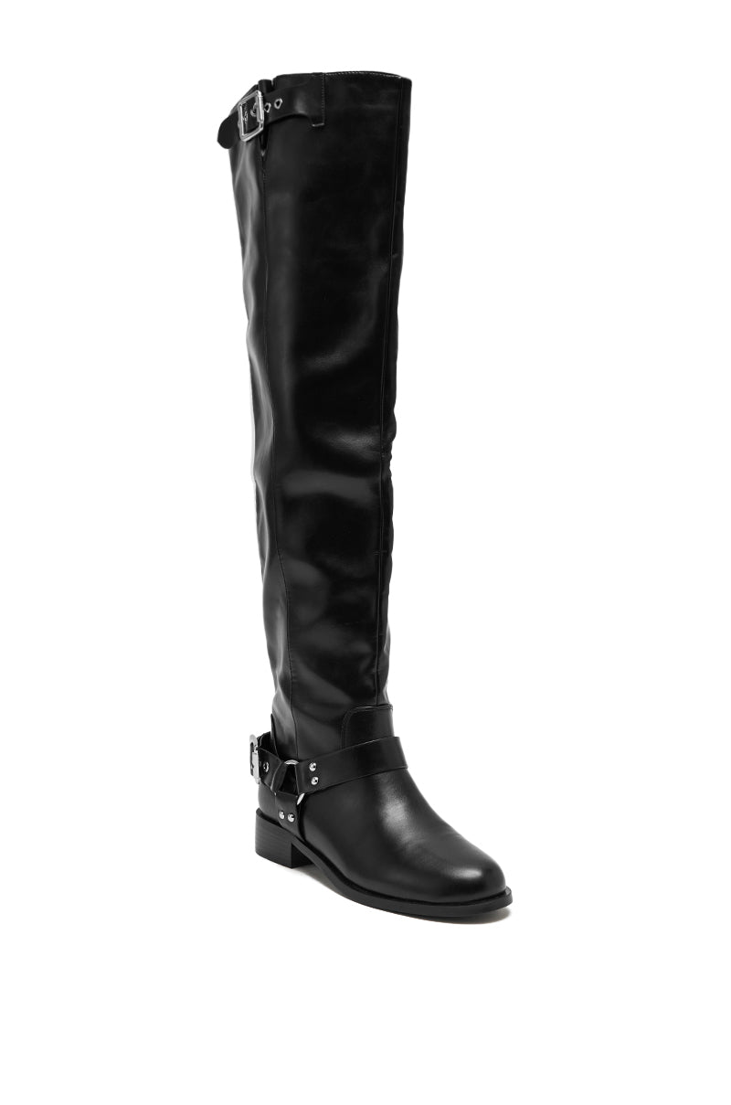 AZALEA WANG XALIIMA BLACK OVER THE KNEE RIDING BOOT