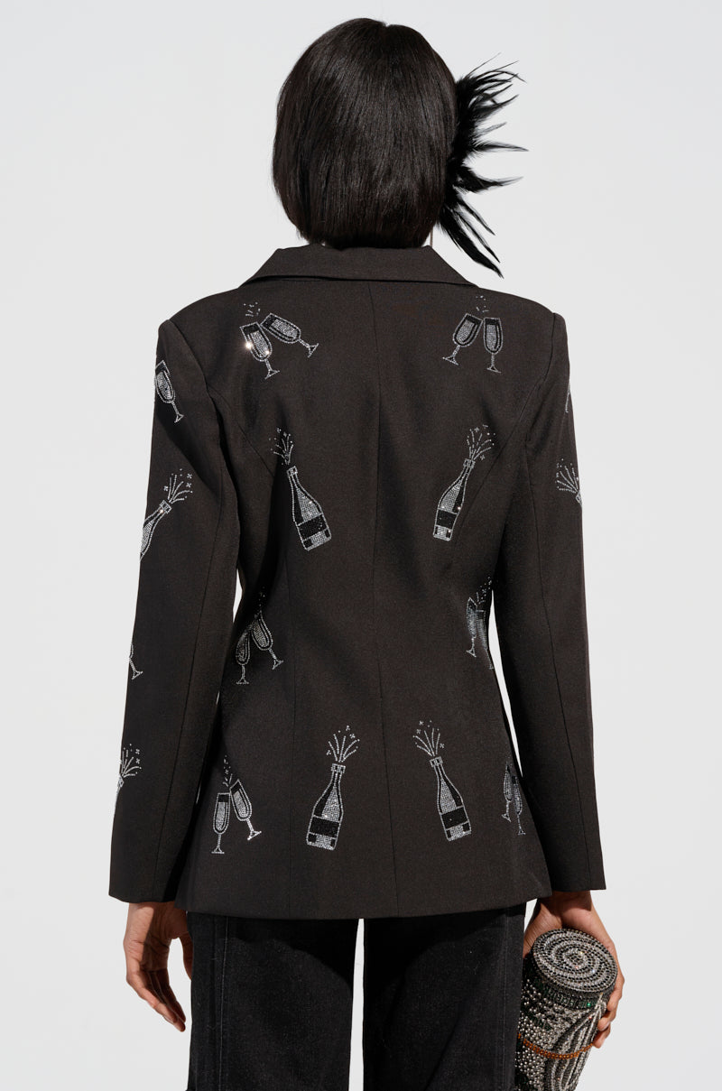 MIDNIGHT TOAST EMBELLISHED BLAZER