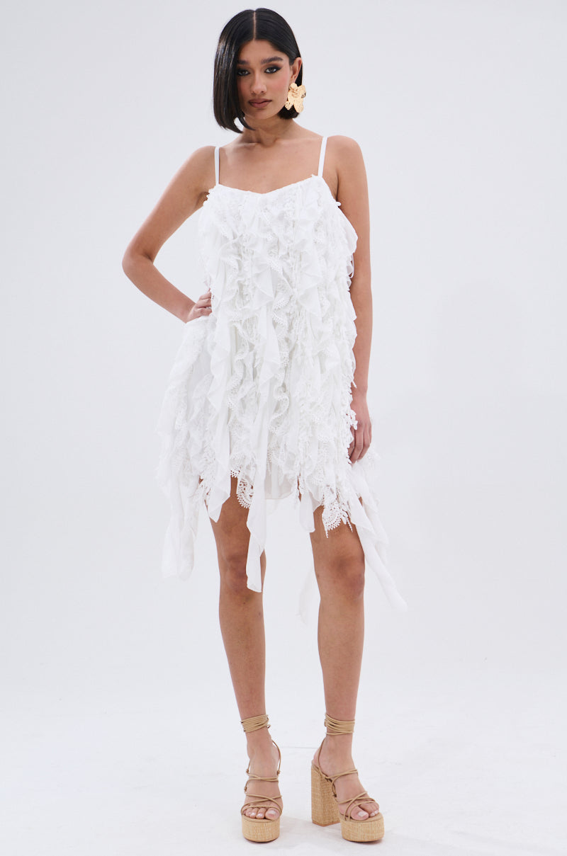 NEVER MET A GIRL LIKE ME RUFFLE MINI DRESS