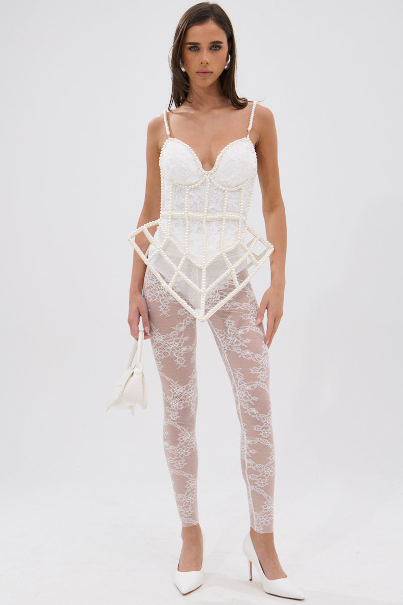 PEARL QUEEN CORSETED CAGE TOP