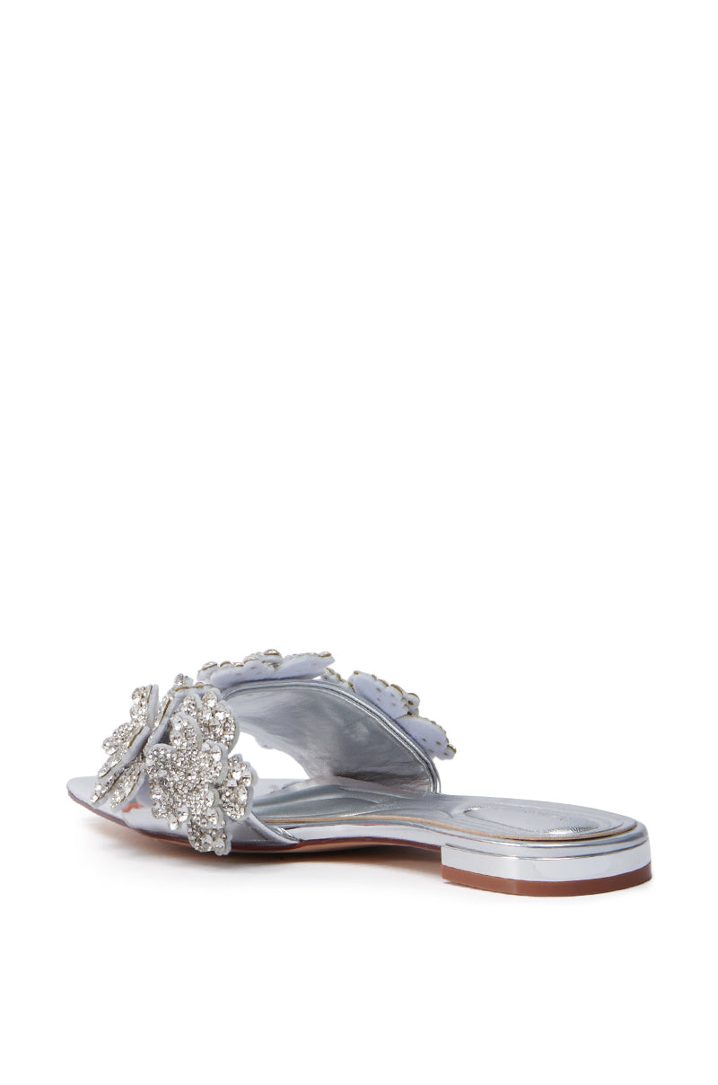 AZALEA WANG YUNA RHINESTONE FLOWER EMBELLISHED SANDAL