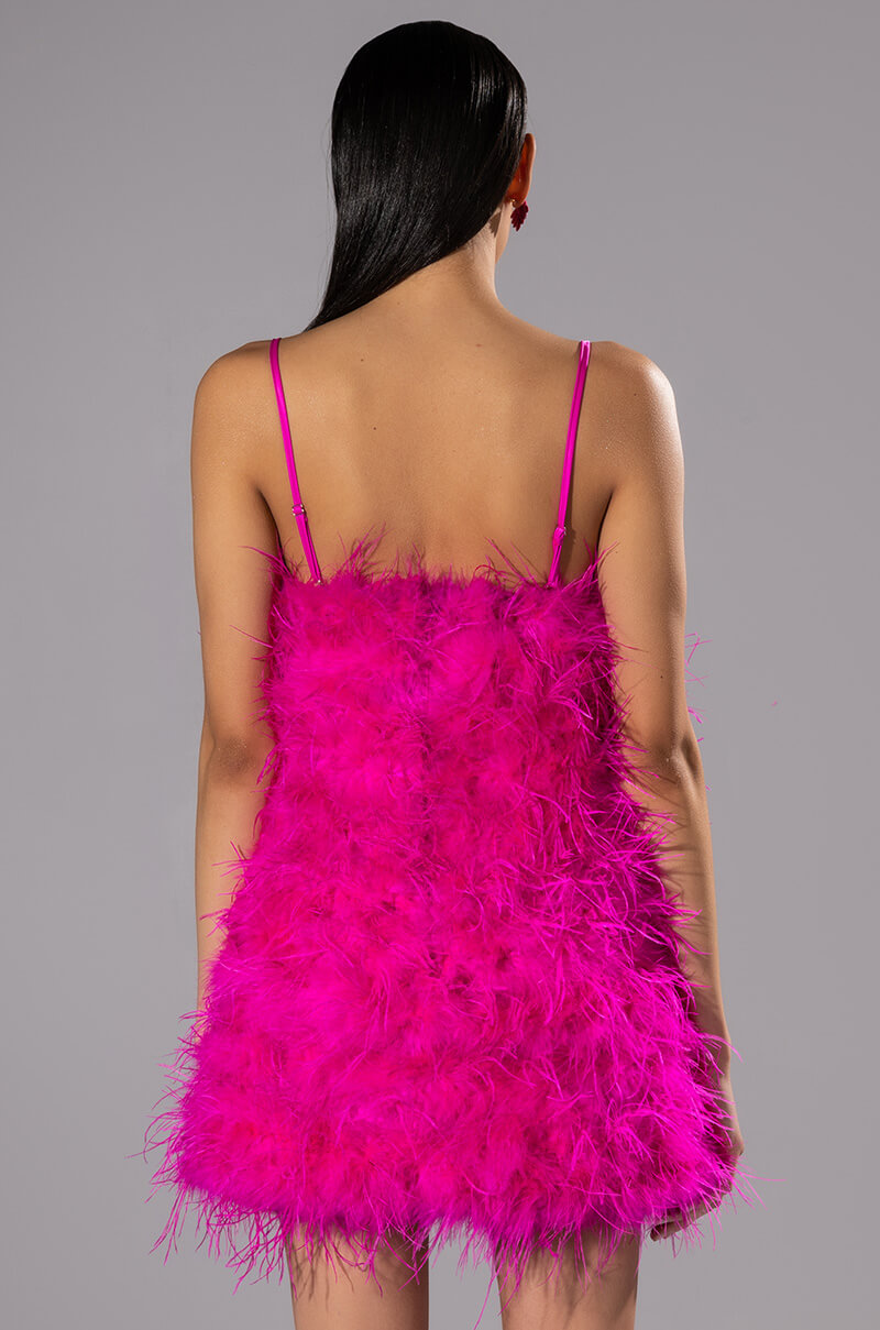 ANYTHING AND EVERYTHING STRAPLESS FEATHER MINI DRESS