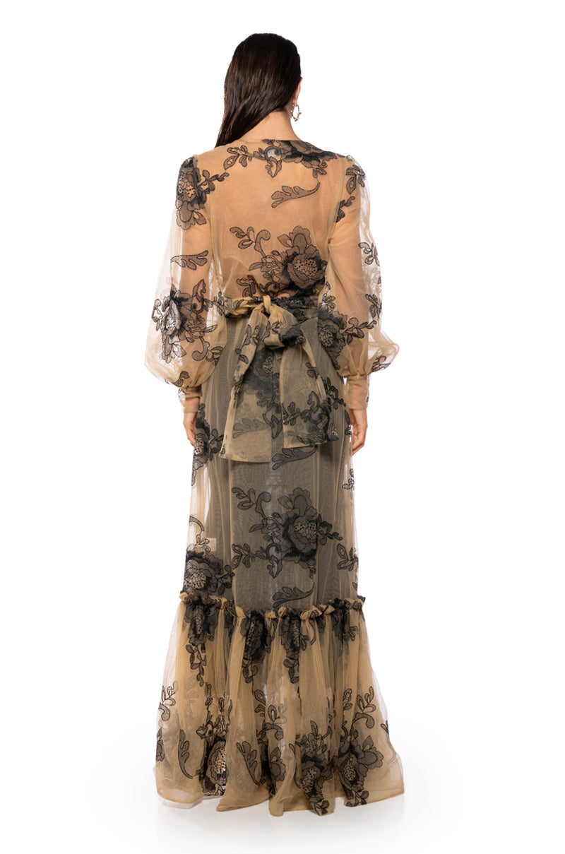 ATHENA CHIFFON DUSTER WITH APPLIQUE