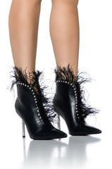 AZALEA WANG ALEJANDRA BLACK FEATHER BOOTIE