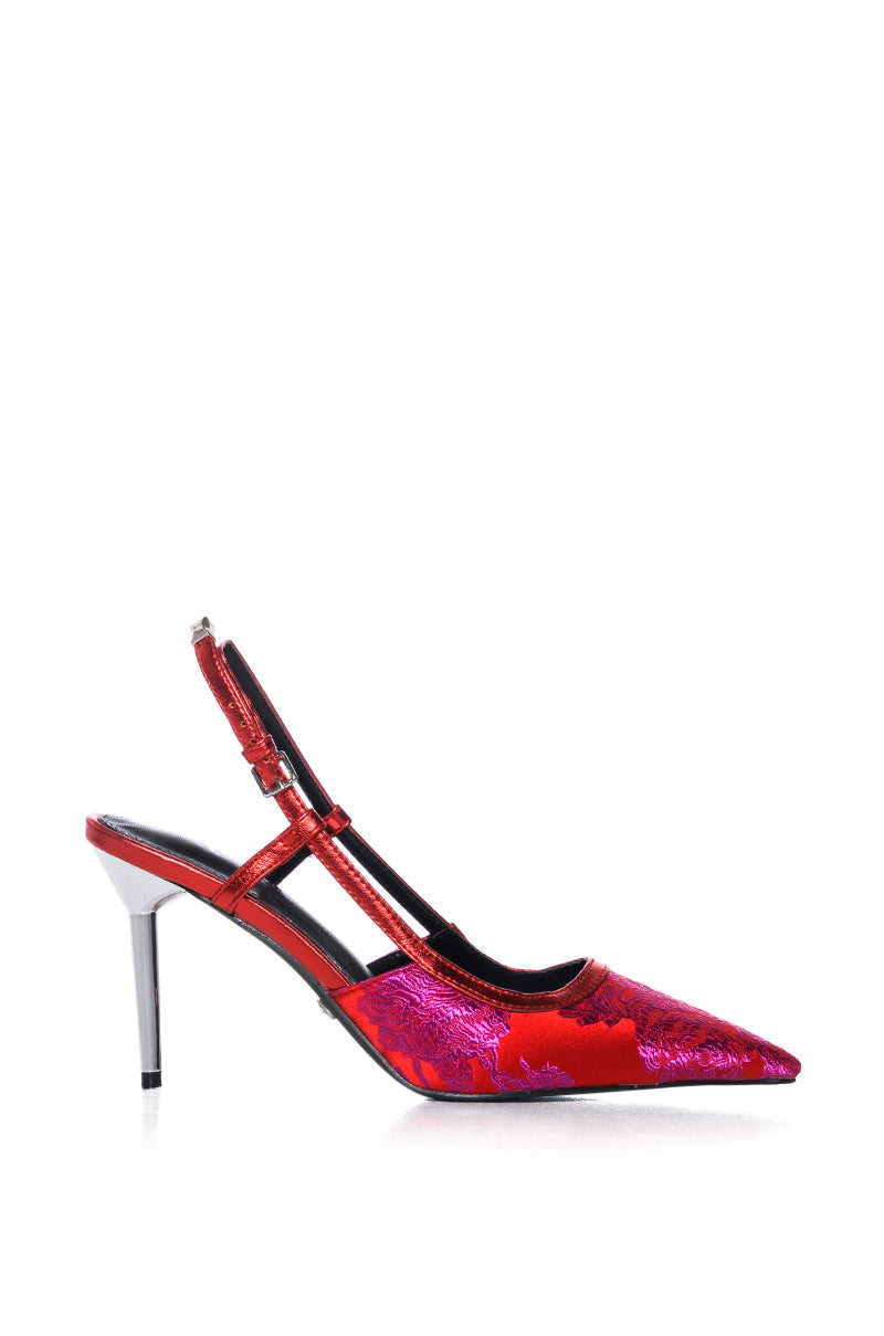 AZALEA WANG BLORANGE PINK BROCADE SLINGBACK PUMP