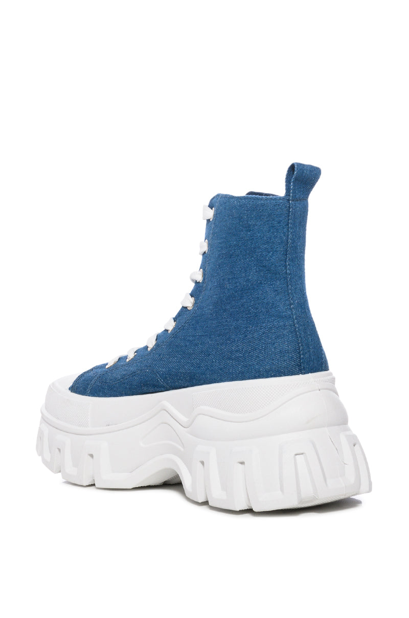 AZALEA WANG CHANEY HIGH TOP SNEAKER IN DENIM
