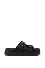 AZALEA WANG COSTANZA BLACK FLATFORM SANDAL