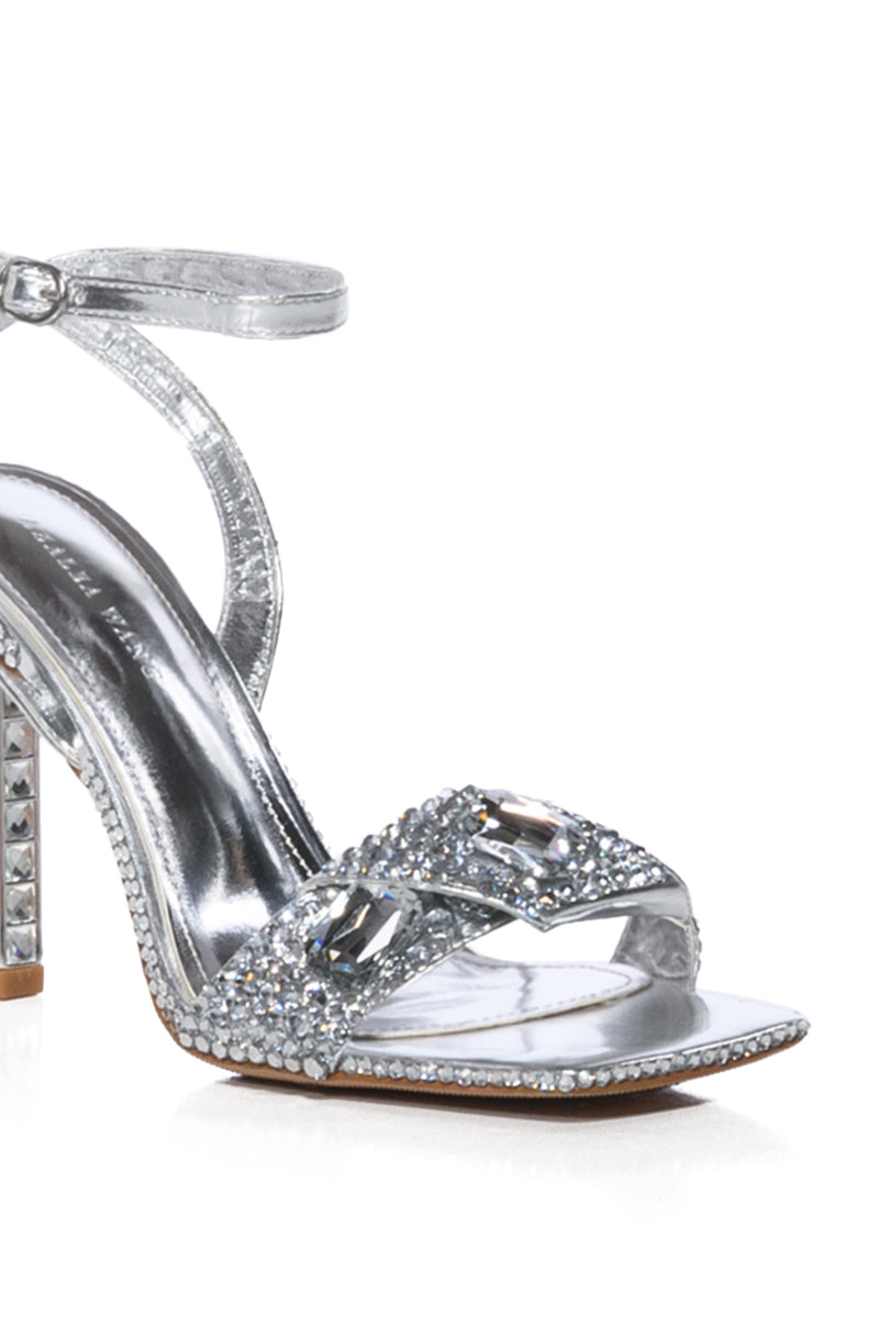 AZALEA WANG DISCO EMBELLISHED CHUNKY SANDAL IN SILVER