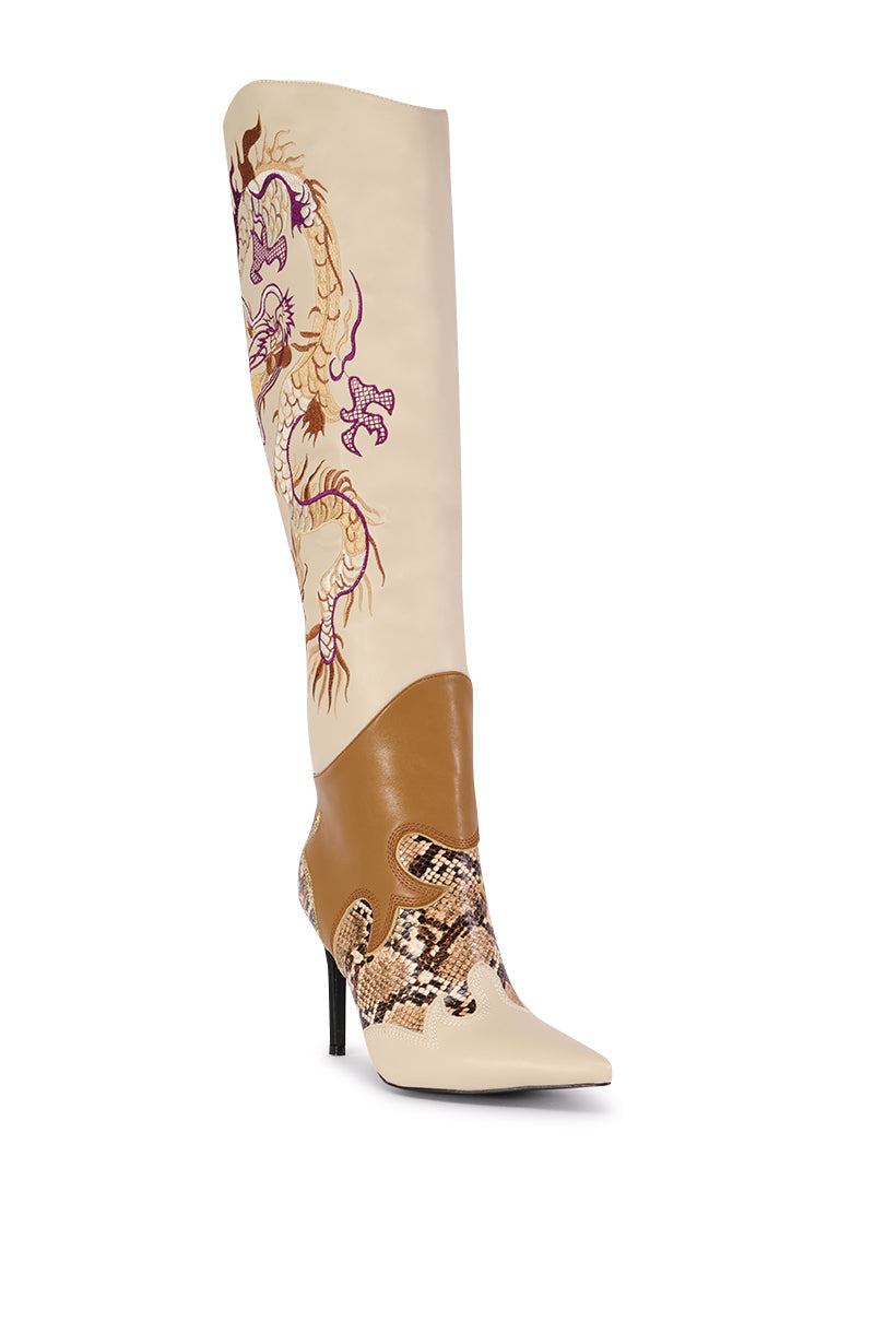 AZALEA WANG ENEAS BROWN SNAKE AND PU WESTERN BOOT