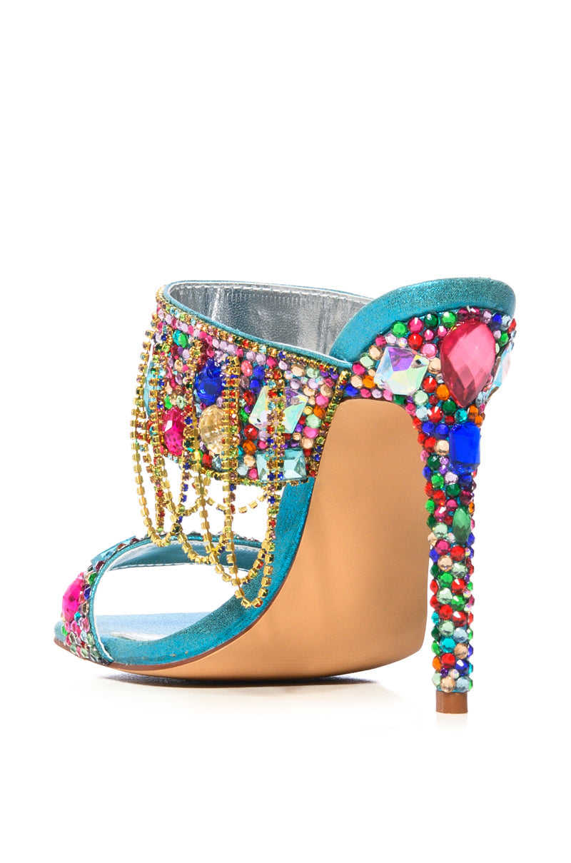 AZALEA WANG ENVIE MULTI GEMSTONE JEWEL DRAPE SANDAL