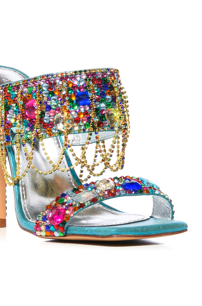 AZALEA WANG ENVIE MULTI GEMSTONE JEWEL DRAPE SANDAL