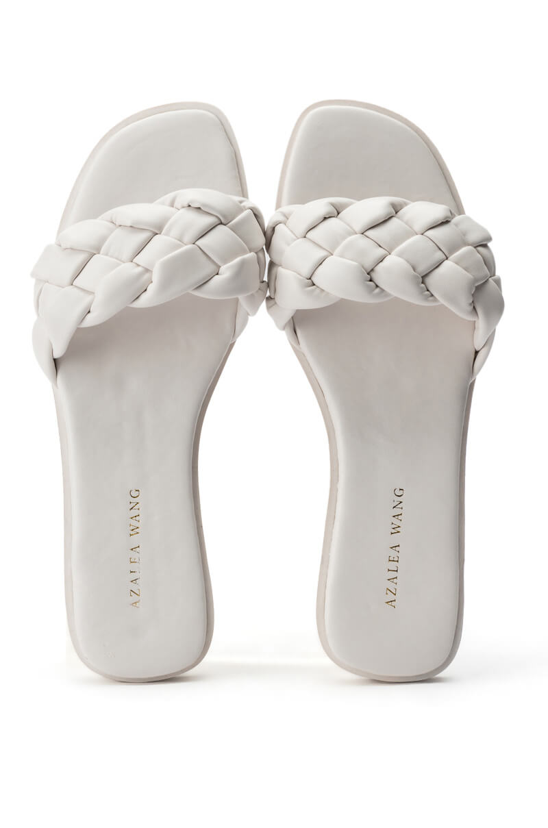AZALEA WANG BODEGA BRAIDED FLAT SANDAL IN WHITE