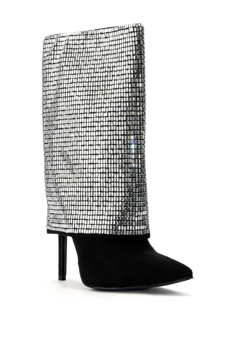 AZALEA WANG MILLONA EMBELLISHED BOOTIE IN SILVER