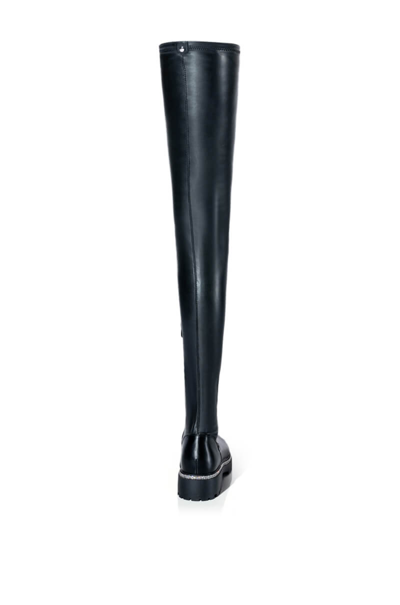 AZALEA WANG NEW RULES THIGH HIGH STRETCH BOOT WITH 4 WAY STRETCH IN BLACK