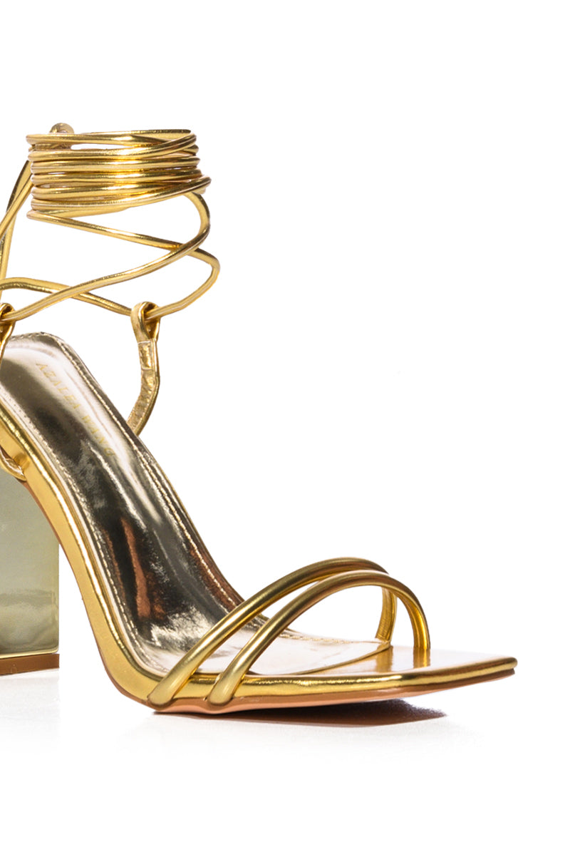 AZALEA WANG NORWOOD GOLD LACE UP SANDAL