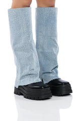 AZALEA WANG SHURI DENIM FOLD OVER BOOT