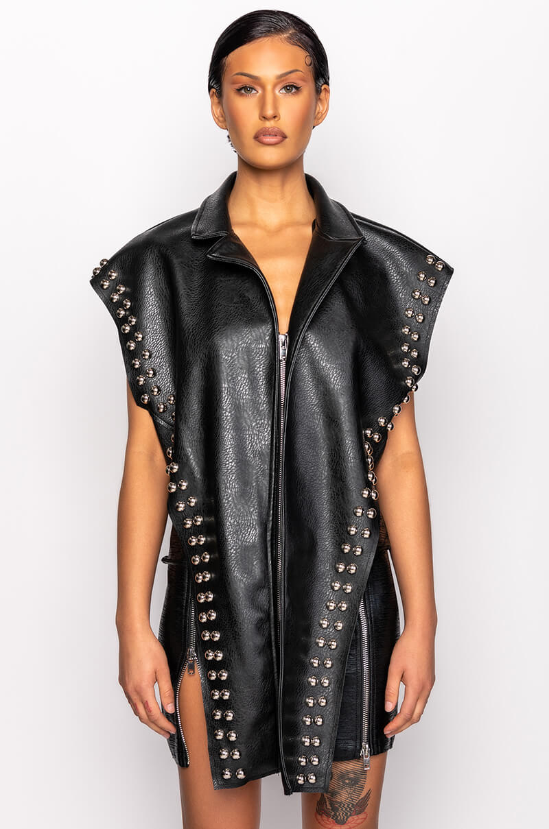 AZALEA WANG YOU ALREADY KNOW MOTO VEST WITH FRONT DRAPE