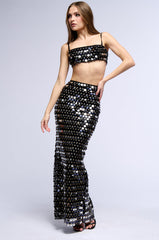 BEACH WAVES SEQUIN EMBELLISHED MAXI SKIRT