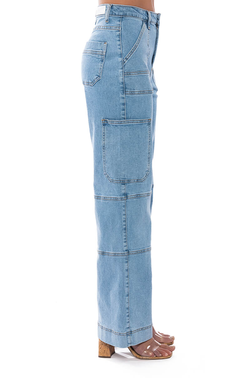 KENDALL WIDE LEG UTILITY JEANS
