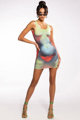 BRING THE HEAT SLEEVELESS SCOOP NECK MINI DRESS