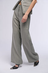 BUSINESS CASUAL HOUNDSTOOTH WIDE LEG WOVEN TROUSER