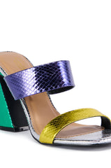 CORA MULTI METALLIC SNAKE SKIN SANDAL