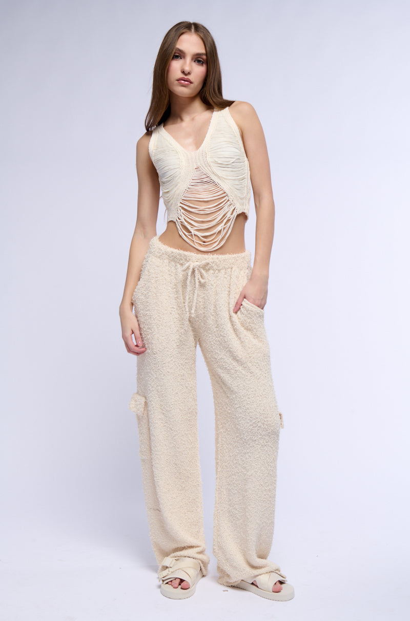 COZY BEACH DAYS KNIT PANT IN CREAM