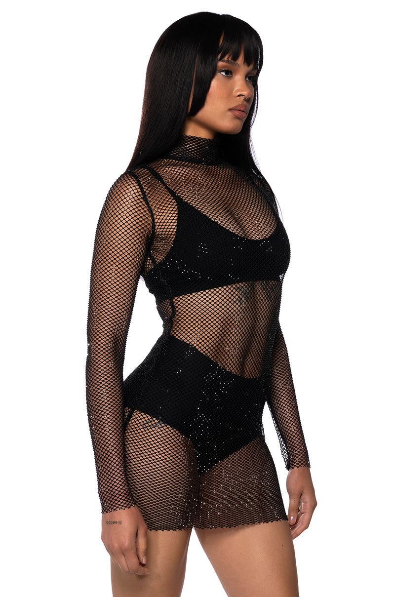 DAZZLE YOU RHINESTONE MINI DRESS
