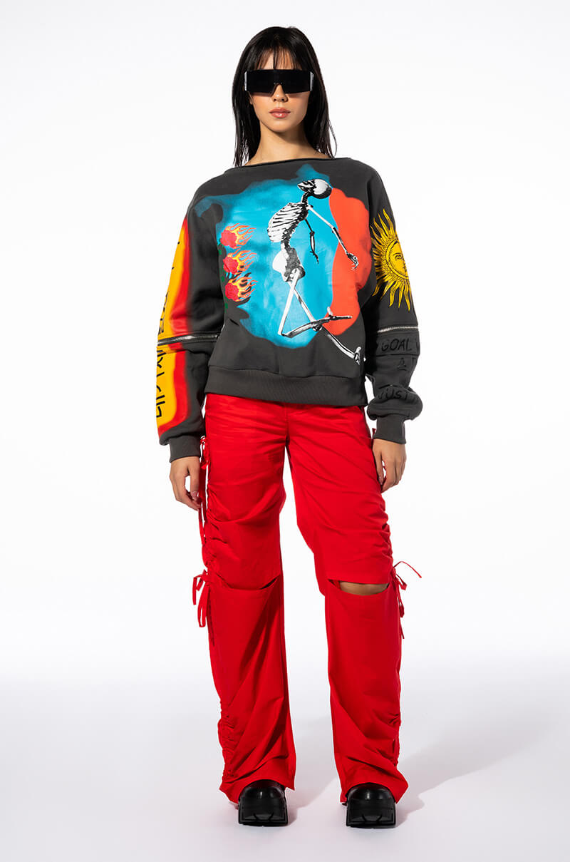 DEEP THOUGHTS OVERSIZED GRAPHIC SWEATSHIRT