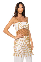 ELODIE CHAIN CHAIN MINI DRESS IN GOLD