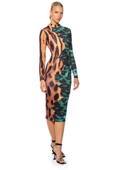 EMERALDS AND ANIMAL MIDI DRESS