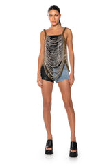 EXTRAVAGANT MIXED METAL BODY CHAIN TOP