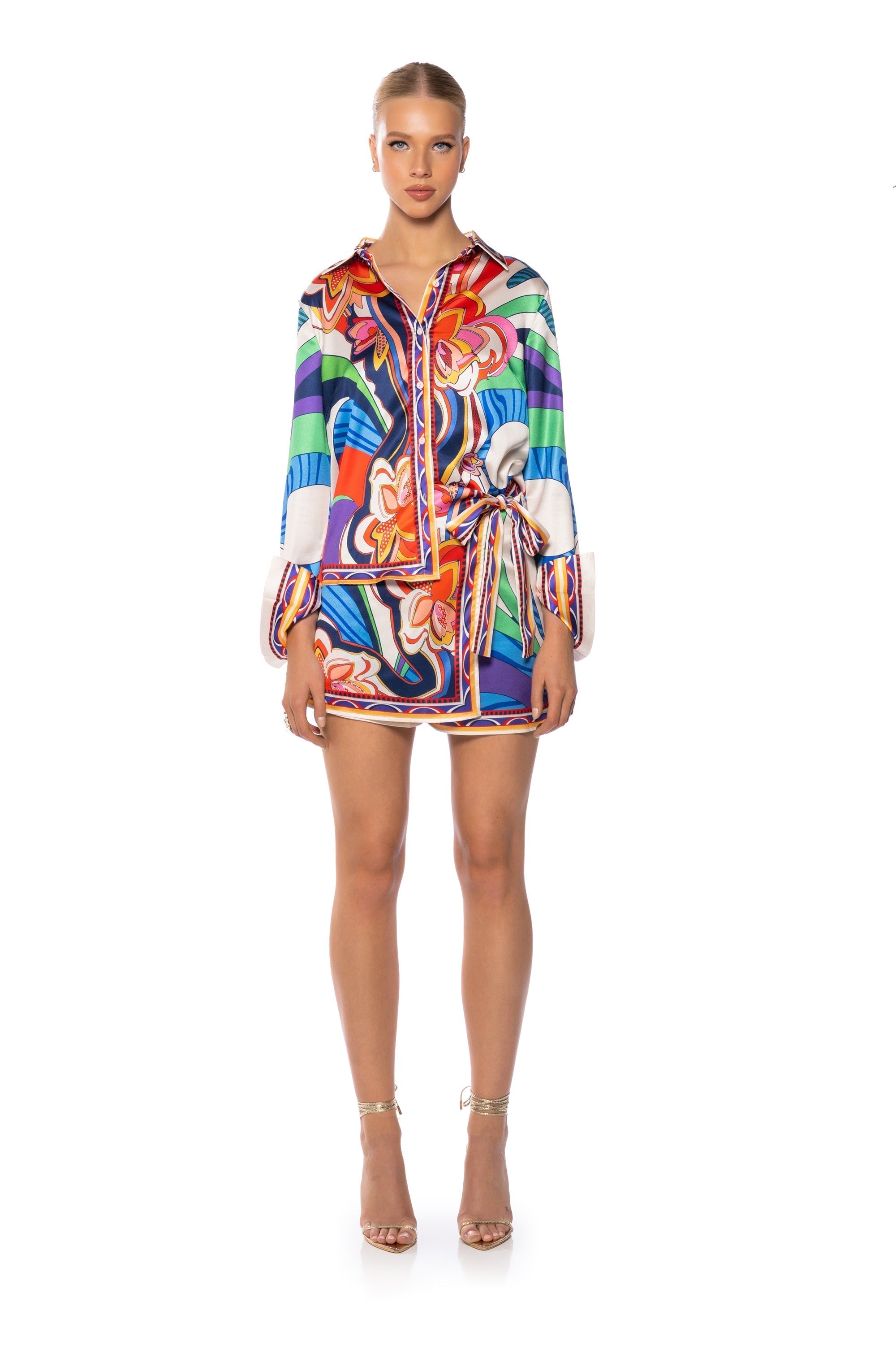 FEELING OTHERWORLDLY PRINTED TOP AND SKIRT SET