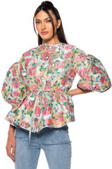 FIELD OF ROSES BROCADE BLOUSE