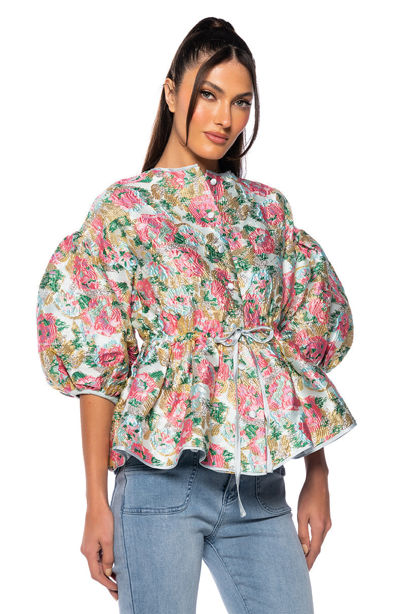 FIELD OF ROSES BROCADE BLOUSE