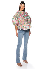 FIELD OF ROSES BROCADE BLOUSE