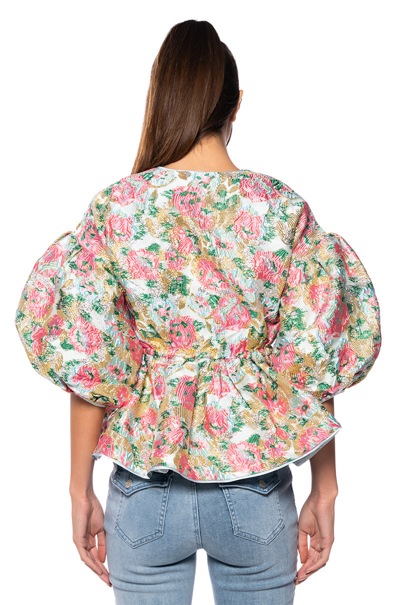 FIELD OF ROSES BROCADE BLOUSE