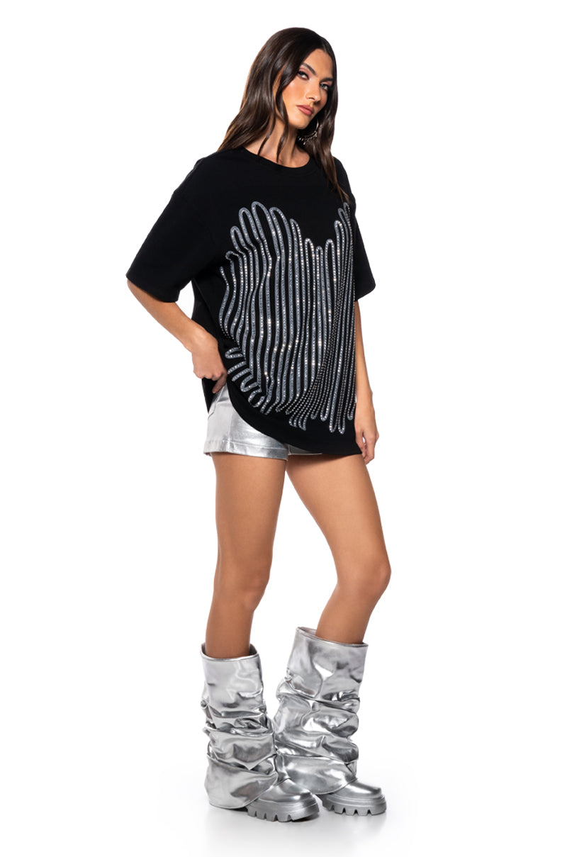FIGHT THE FEELING EMBELLISHED GRAPHIC T SHIRT