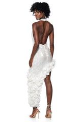 FLAPPER ASYMMETRICAL FEATHER SEQUIN MINI DRESS