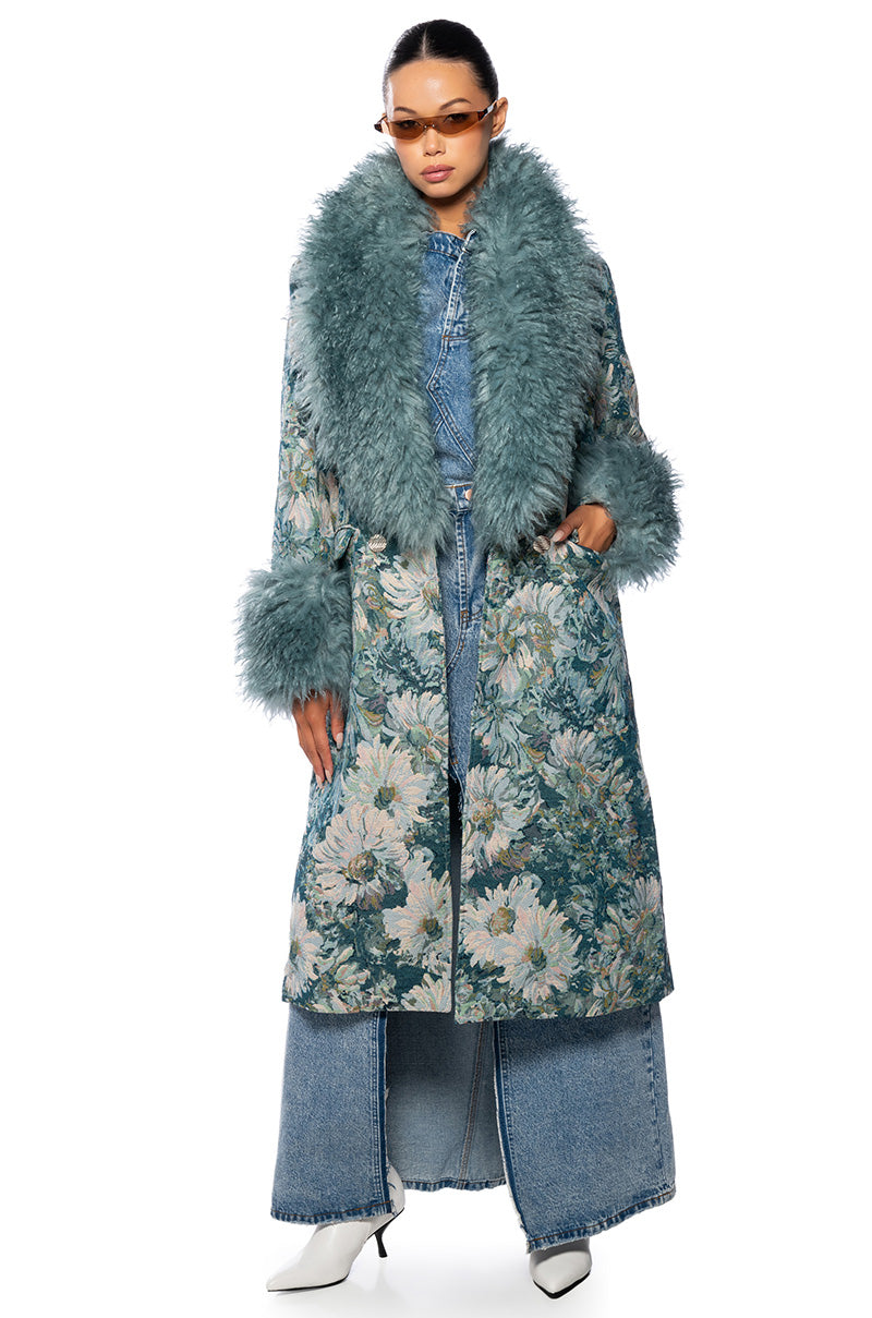 FLEUR LANE BROCADE TRENCH COAT