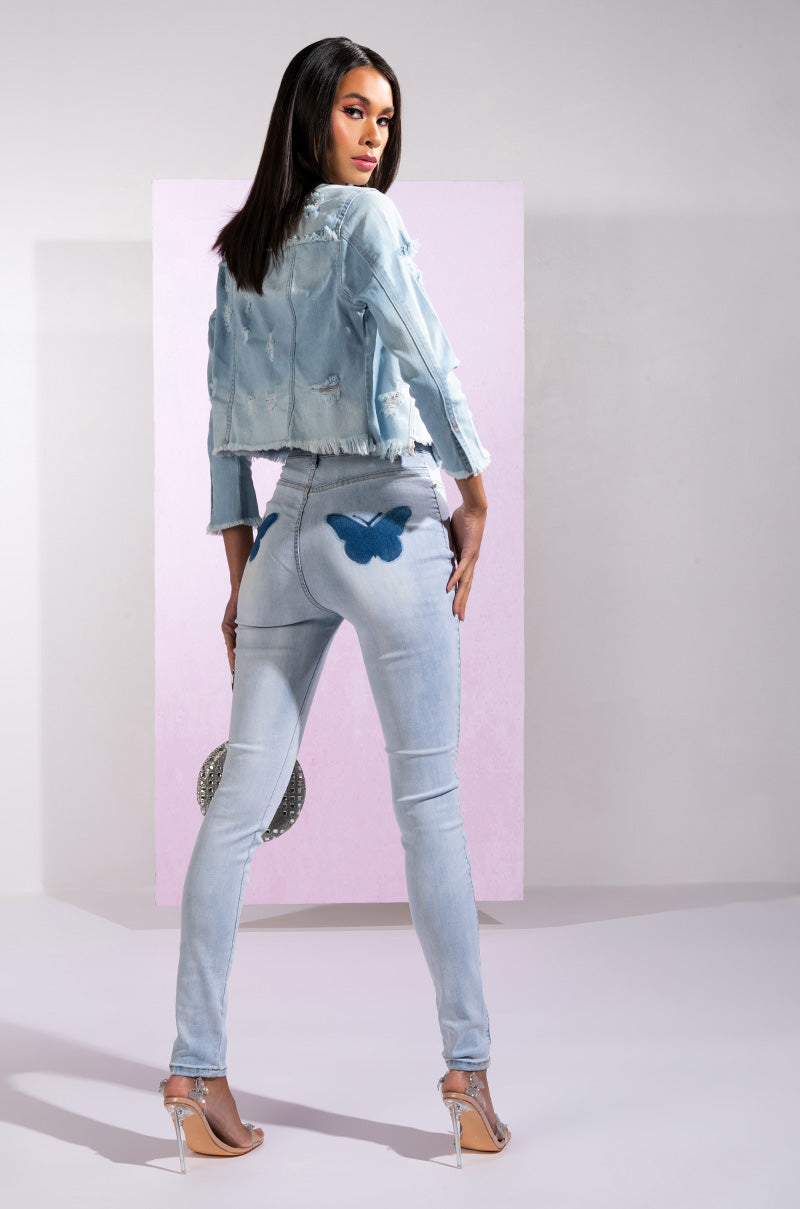 EXTREME STRETCH SKINNY JEANS BUTTERFLY