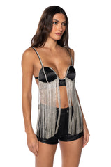 FOREVER FRINGE SATIN BRA TOP