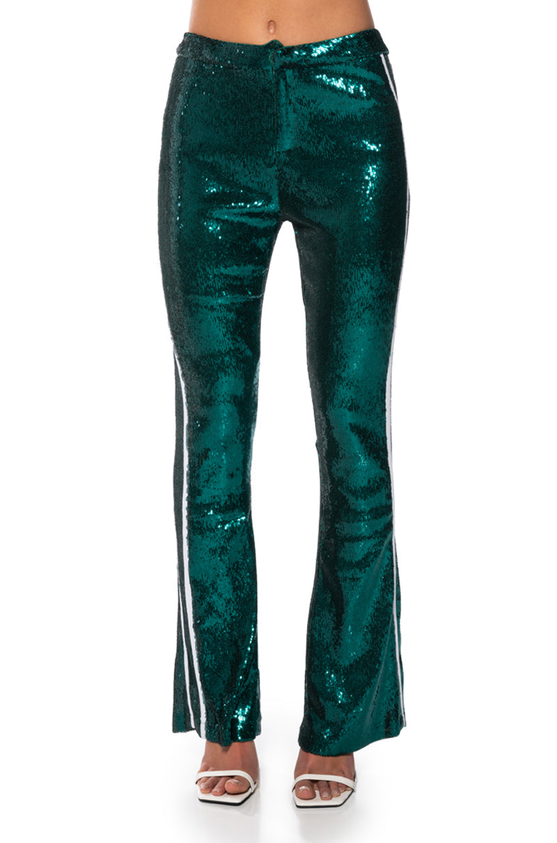 GET DOWN ON IT SEQUIN FLARE TROUSER