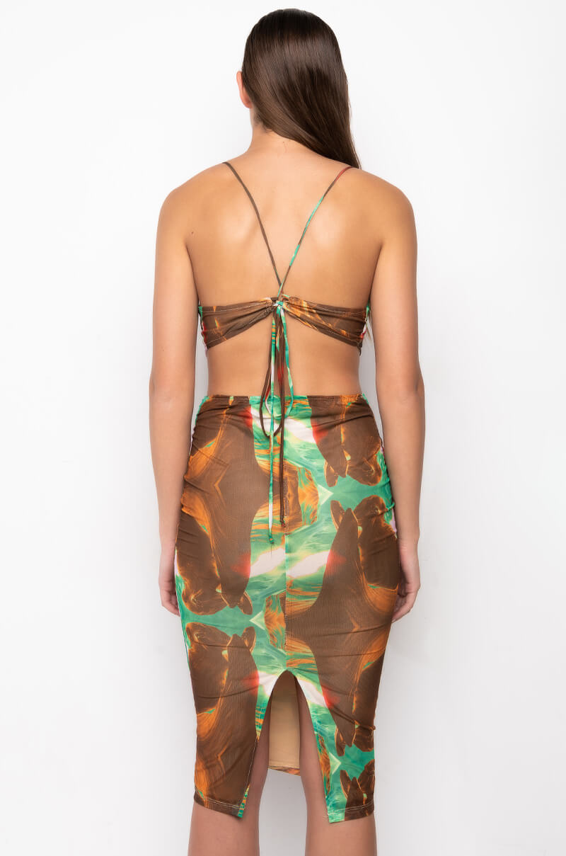 GOT THEM LIKE WOAH MIDI COWL NECK DRESS