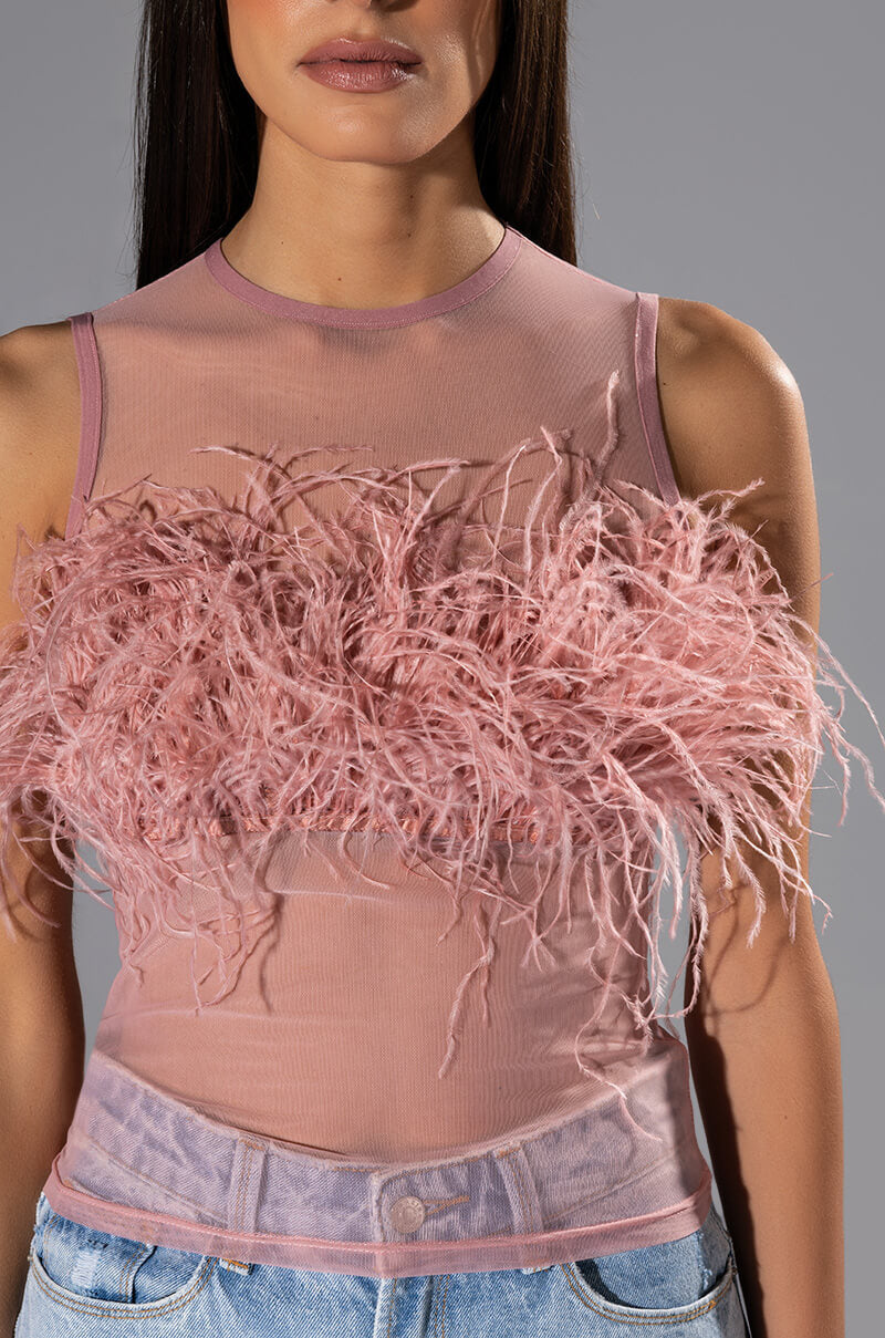 HAPPILY EVER AFTER SLEEVELESS FEATHER TOP
