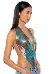 FLORAL CHAINMAIL HALTER SET